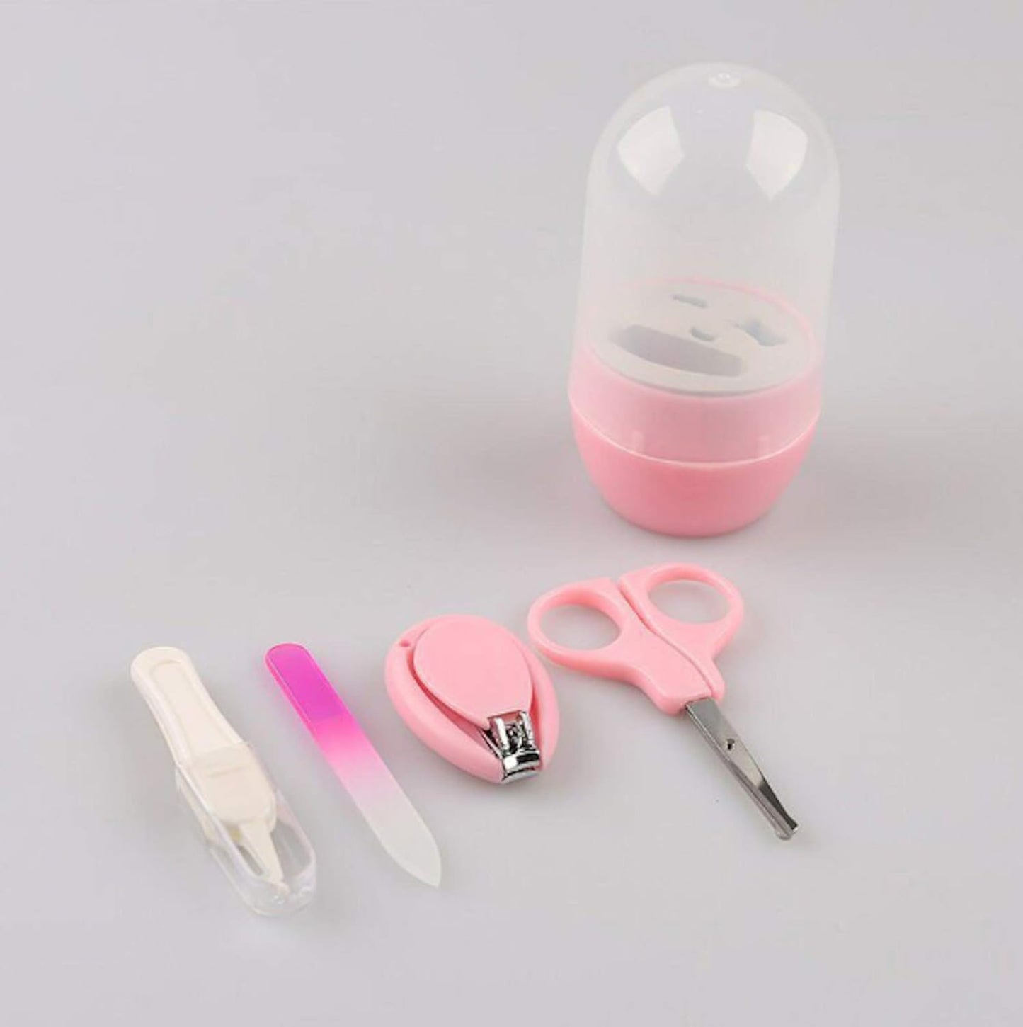 4 pcs Baby Grooming Nail Care Set with Nail Clipper & Scissors for Newborn (Pink