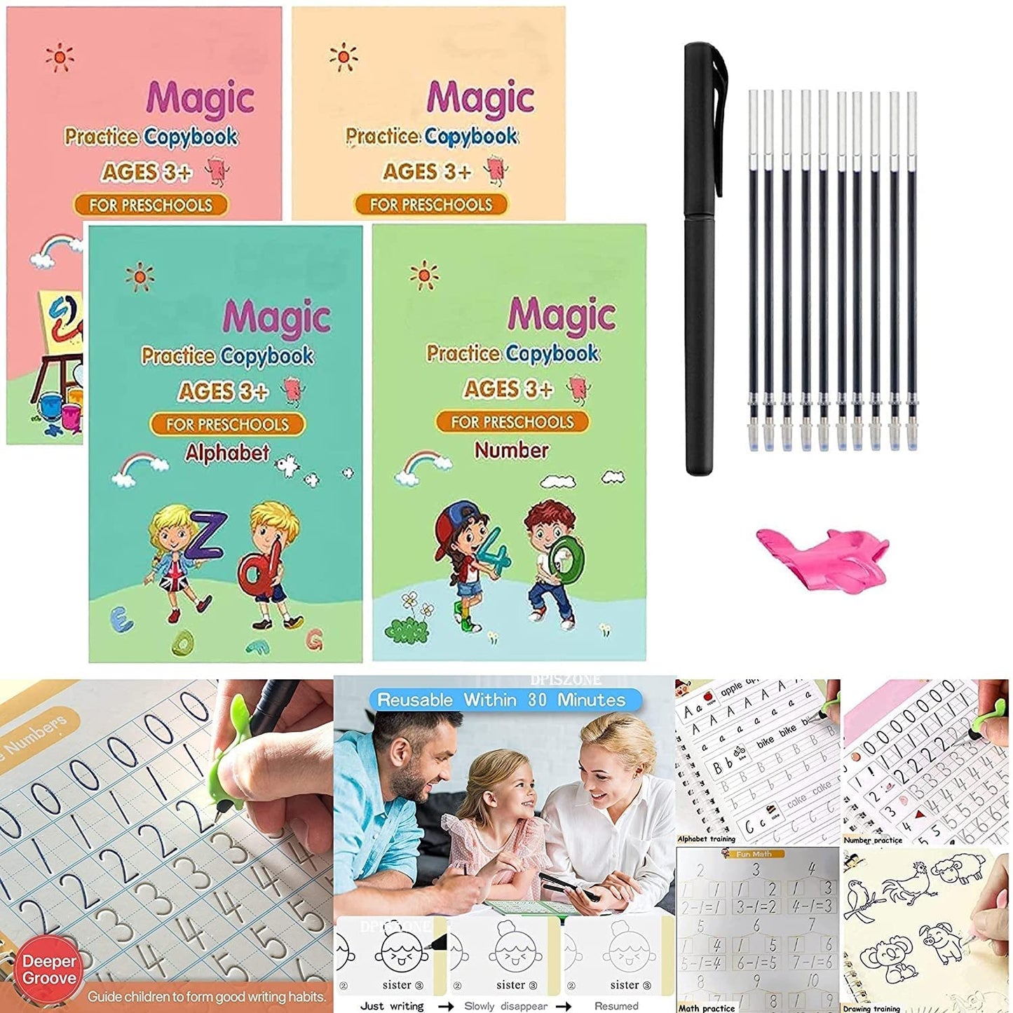 Sank Magic Practice for Kids Copybook, Magic Book for Kids (Size- 19 * 13 cm)