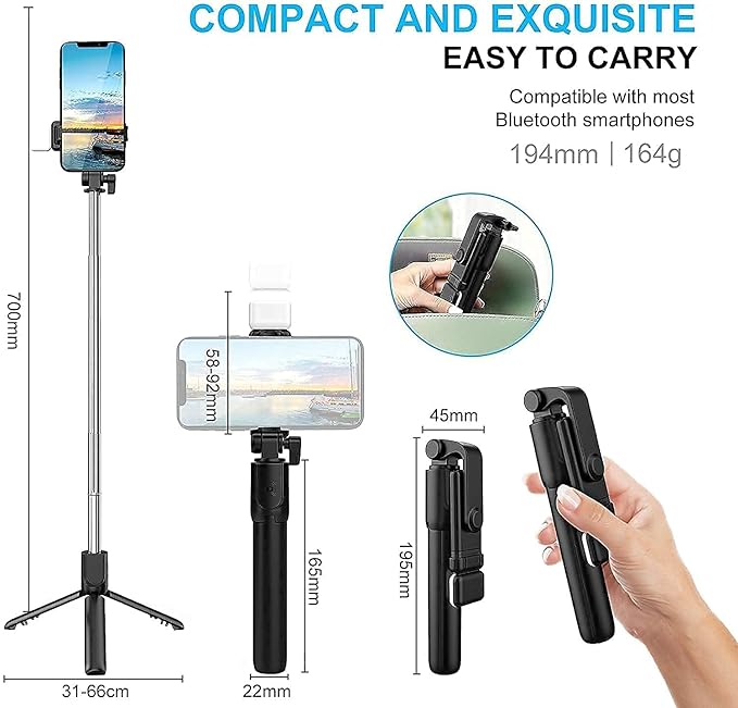 selfie Sticks with Remote and Selfie Light