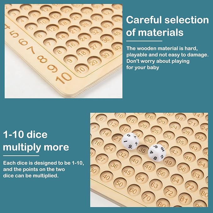 Wooden Math Multiplication Board Montessori